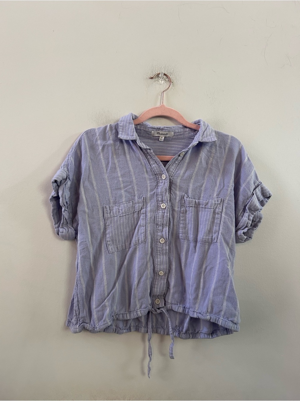 Madewell striped linen blend blouse XS